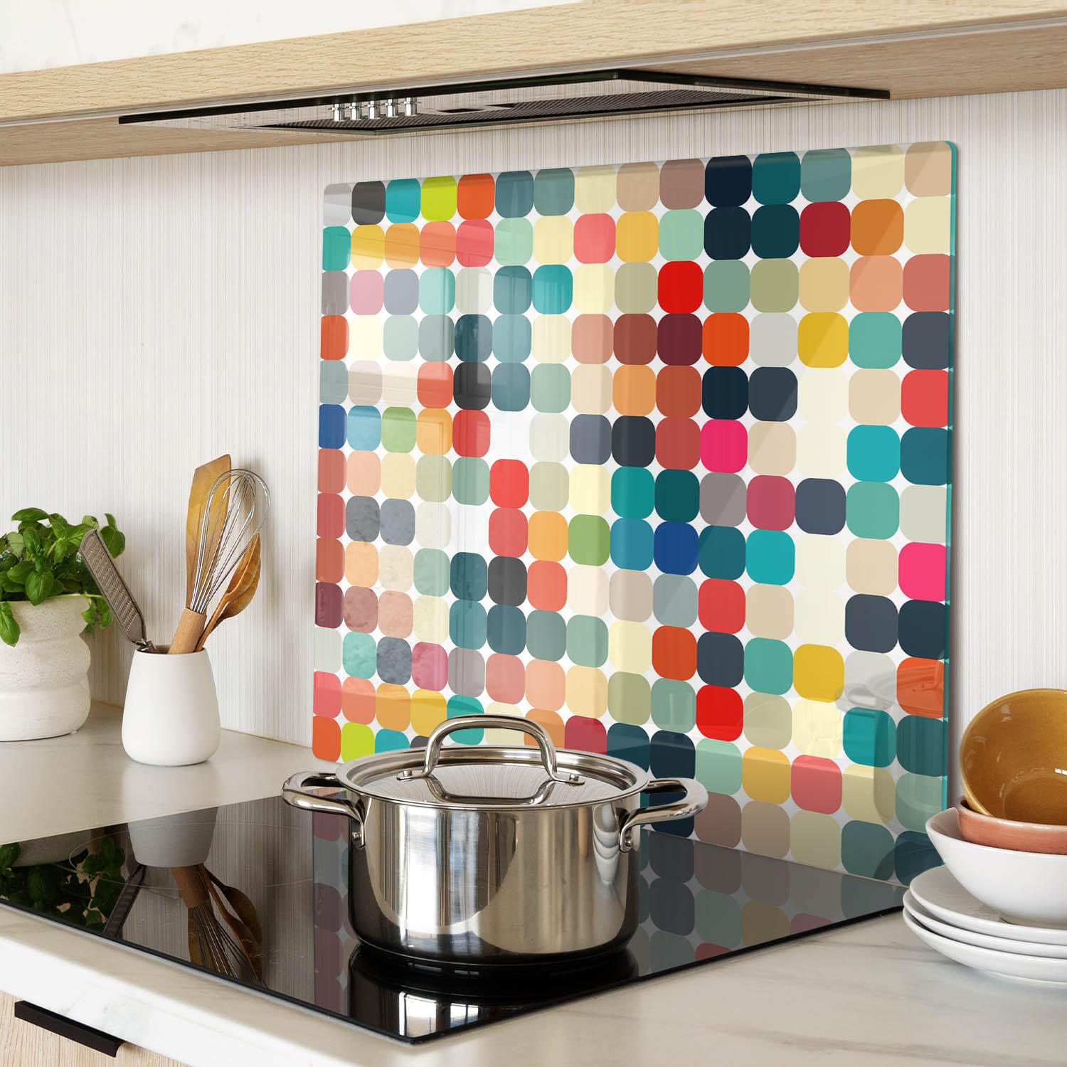 GLASPLATTE 60x52 cm Geometrische Figuren - Multicolor, Glas (60/0.4/52cm) - TULUP