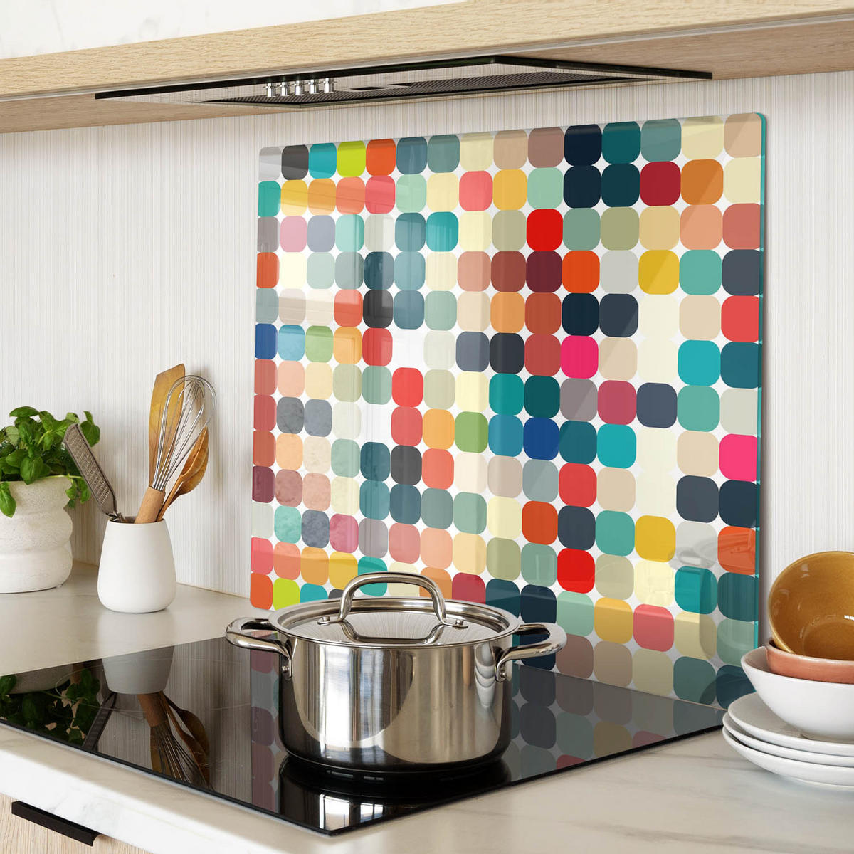GLASPLATTE 60x52 cm Geometrische Figuren - Multicolor, Glas (60/0.4/52cm) - TULUP