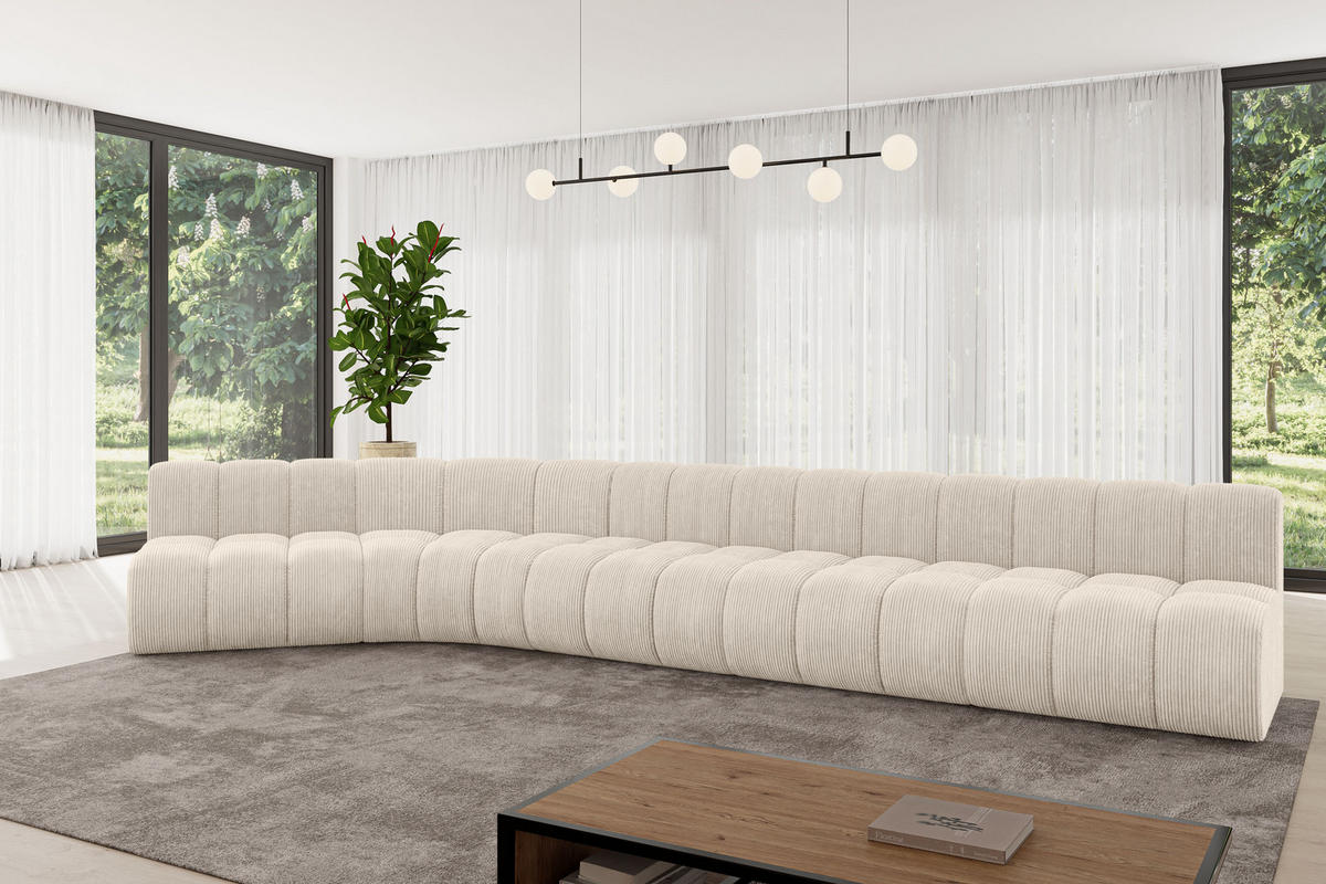 ECKSOFA modulares Sofa Montra-L3 - 472x174x70 cm Beige - Beige, Holzwerkstoff/Textil (472/174cm) - ALTDECOR