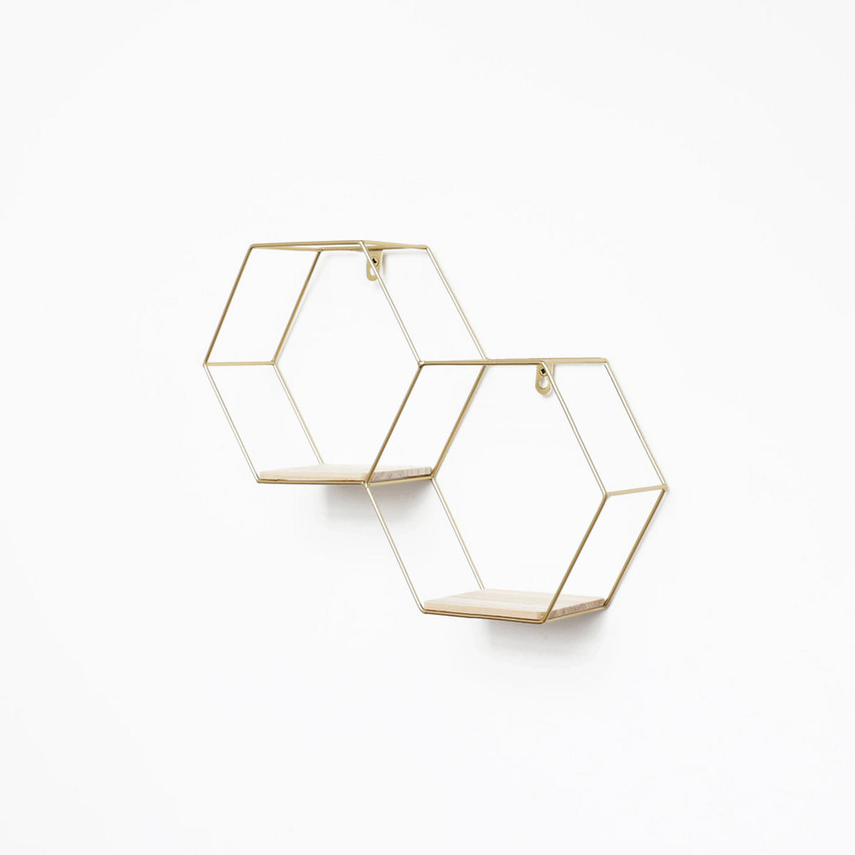 WANDREGAL Doppeltes sechseckiges aus Metall - 30,5 x 41 cm - Gold - Goldfarben, Metall (41/30.5/10.5cm) - IVOL
