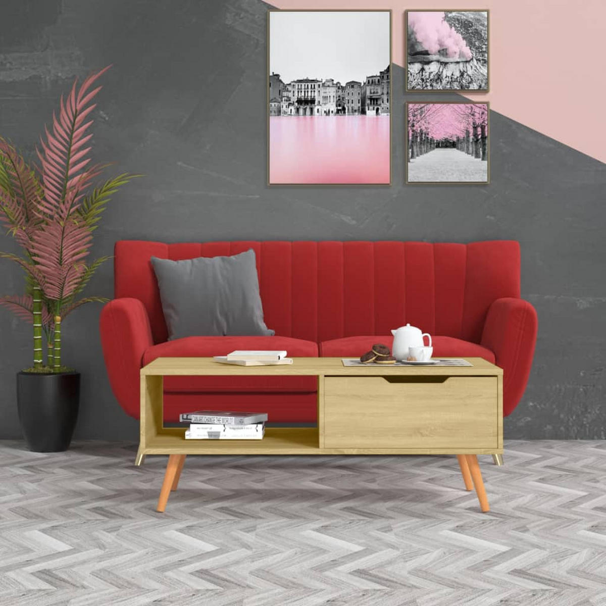 COUCHTISCH Sonoma-Eiche 100x49,5x43 cm Holzwerkstoff - Braun, Holzwerkstoff (100/49.5/43cm) - furnicato