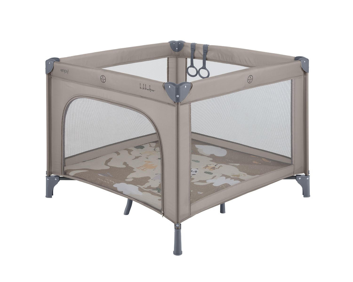 LAUFSTALL Enjoy beige 100 x 100 cm, Reißverschluss, klappbar, Tasche, Babyreisebett - Beige, Metall (100/77/100cm) - Kikka boo