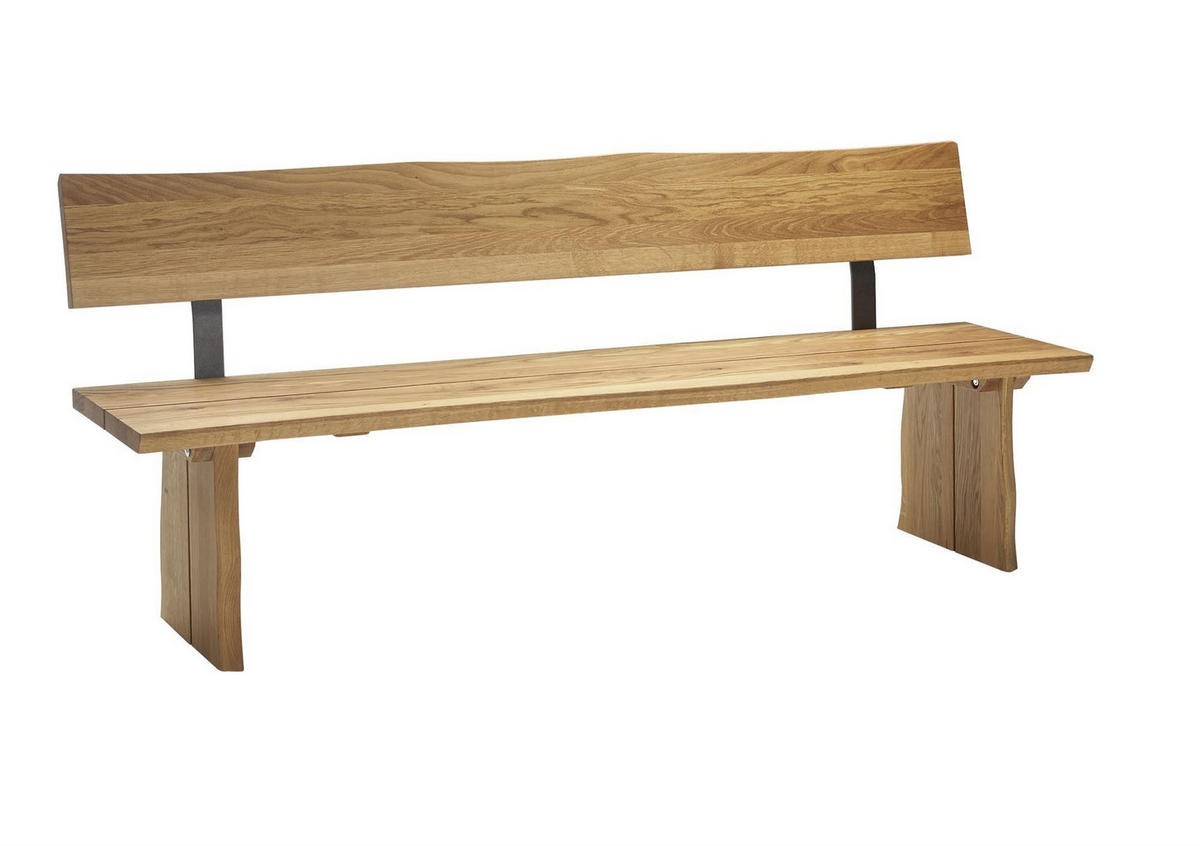 SITZBANK mit Rückenlehne Damita 220 x 51 x 87 Massivholz Wildeiche - Braun, Holz (220/87/51cm) - 58aufmkessel