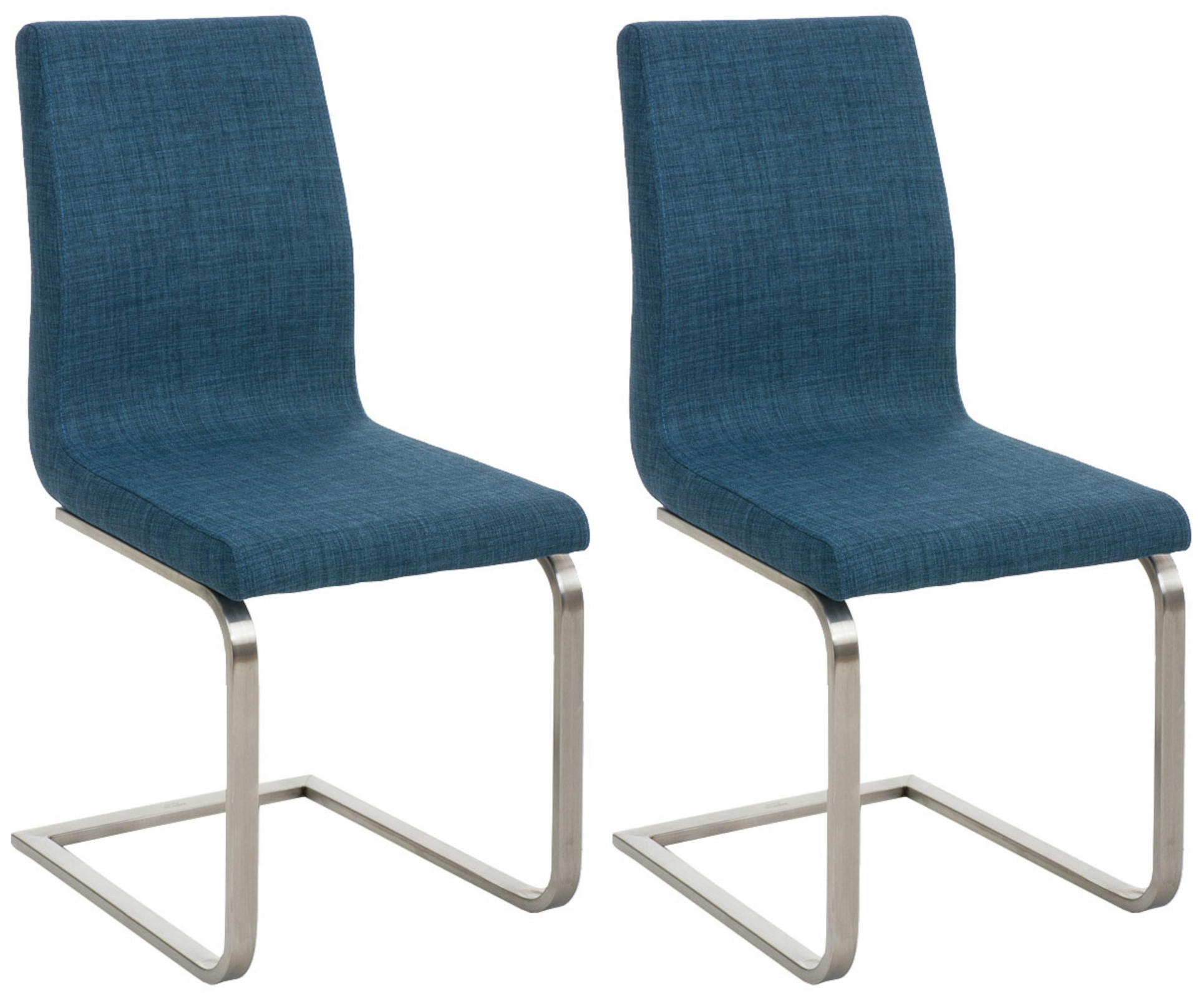 SCHWINGSTUHL 2er Set Stoff Blau - Blau/Edelstahlfarben, Textil/Metall (40/90/50cm) - CLP
