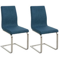 SCHWINGSTUHL 2er Set Stoff Blau - Blau/Edelstahlfarben, Textil/Metall (40/90/50cm) - CLP