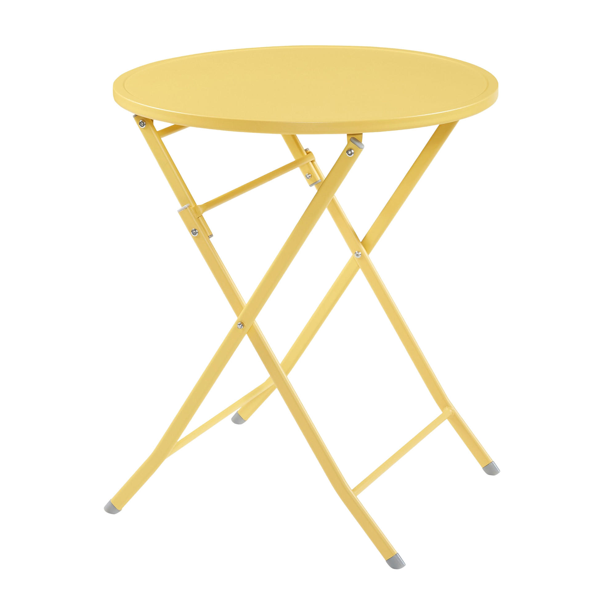 SKLÁDACÍ ZAHRADNÍ STŮL Sande - žlutá, kov (62/62/71cm) - [en.casa]