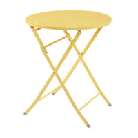 SKLÁDACÍ ZAHRADNÍ STŮL Sande - žlutá, kov (62/62/71cm) - [en.casa]