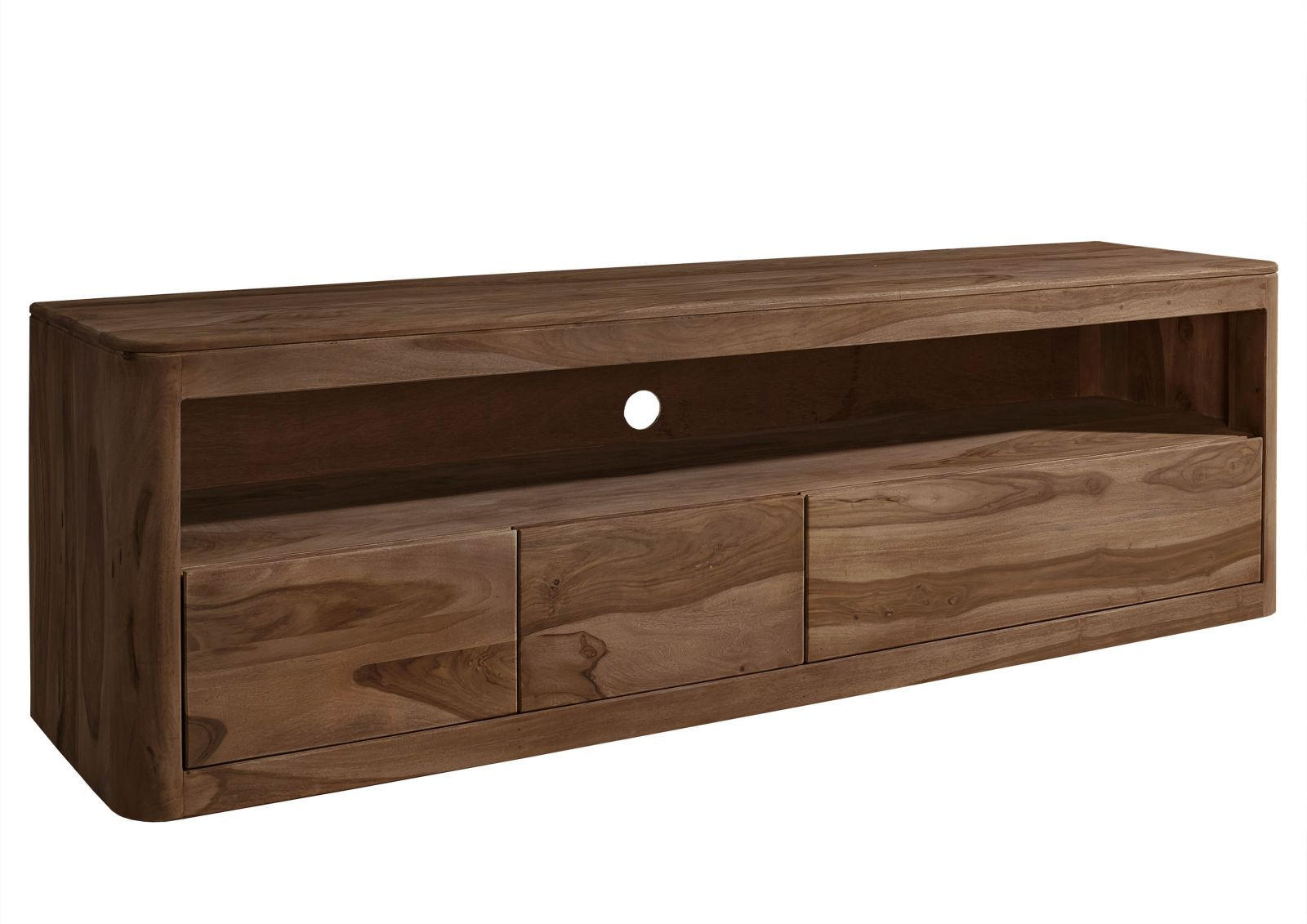 TV-BOARD Sheesham 190x50x60 rot-braun gebeizt TORONTO #147 - Dunkelbraun, Holz (190/60/50cm) - Massivmoebel24