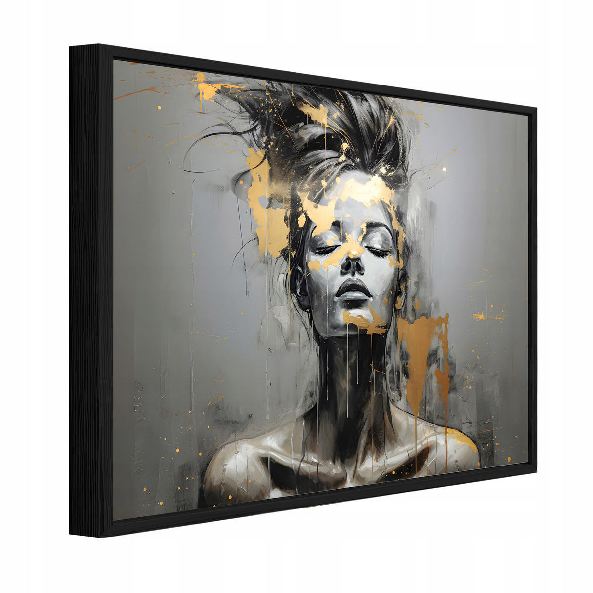 BILDER mit Rahmen Frau Abstrakt Grau 60x40 cm - Multicolor, Holzwerkstoff (60/40cm) - Wallarena