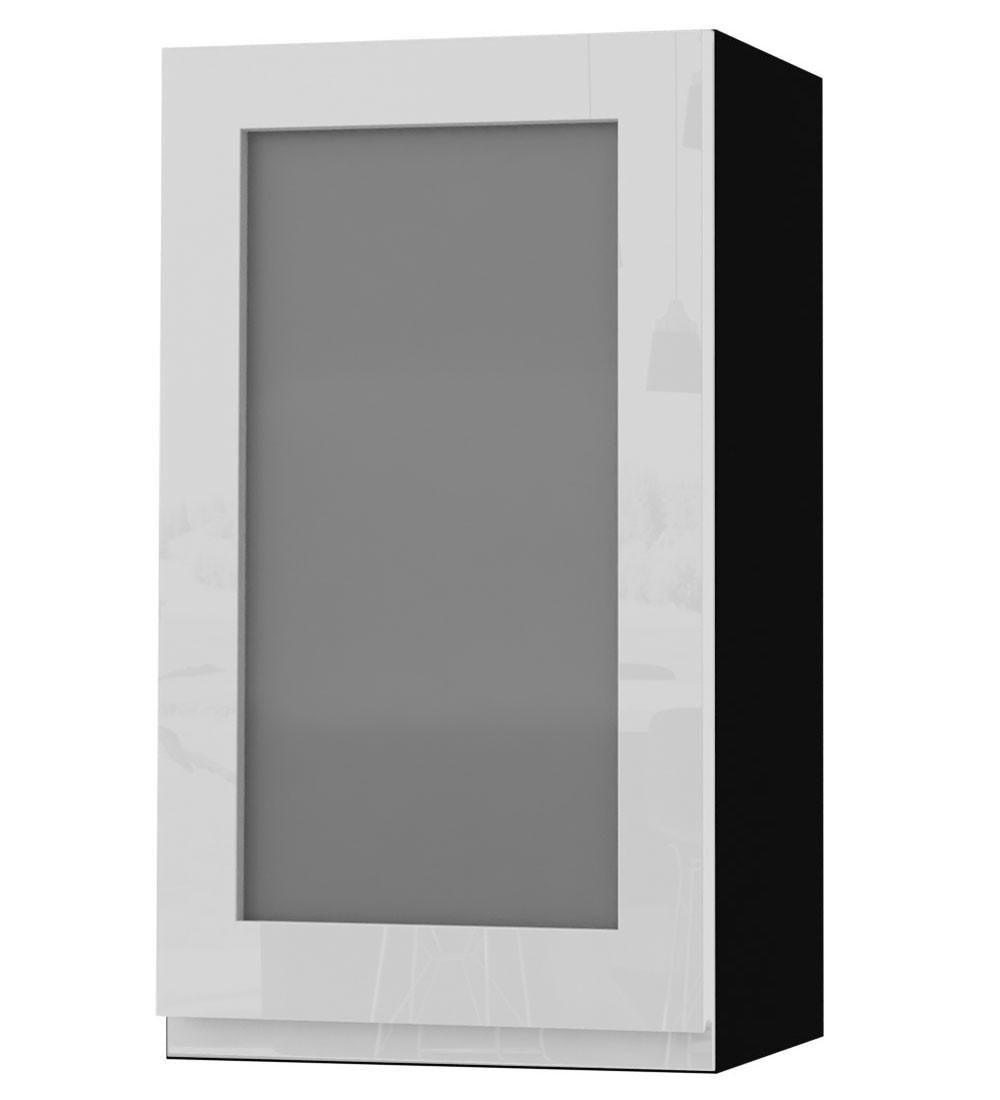 HÄNGESCHRANK Florence W2S/40 Schwarz / RAL 9003 signalweiß HG 40 / 32,5 / 72cm - Türanschlag rechts - Weiß Hochglanz/Schwarz, Holz/Holzwerkstoff (40/72/32.5cm) - Feldmann-Wohnen
