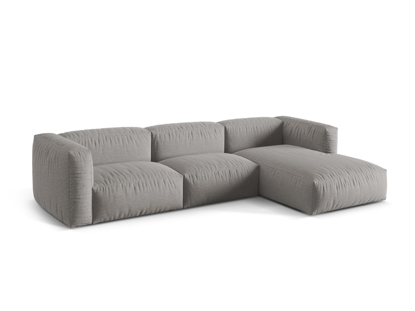 ECKSOFA modular rechts Martina aus strukturiertem Stoff hellgrau 3 Sitzplätze - Hellgrau, Textil (176/332cm) - Micadoni