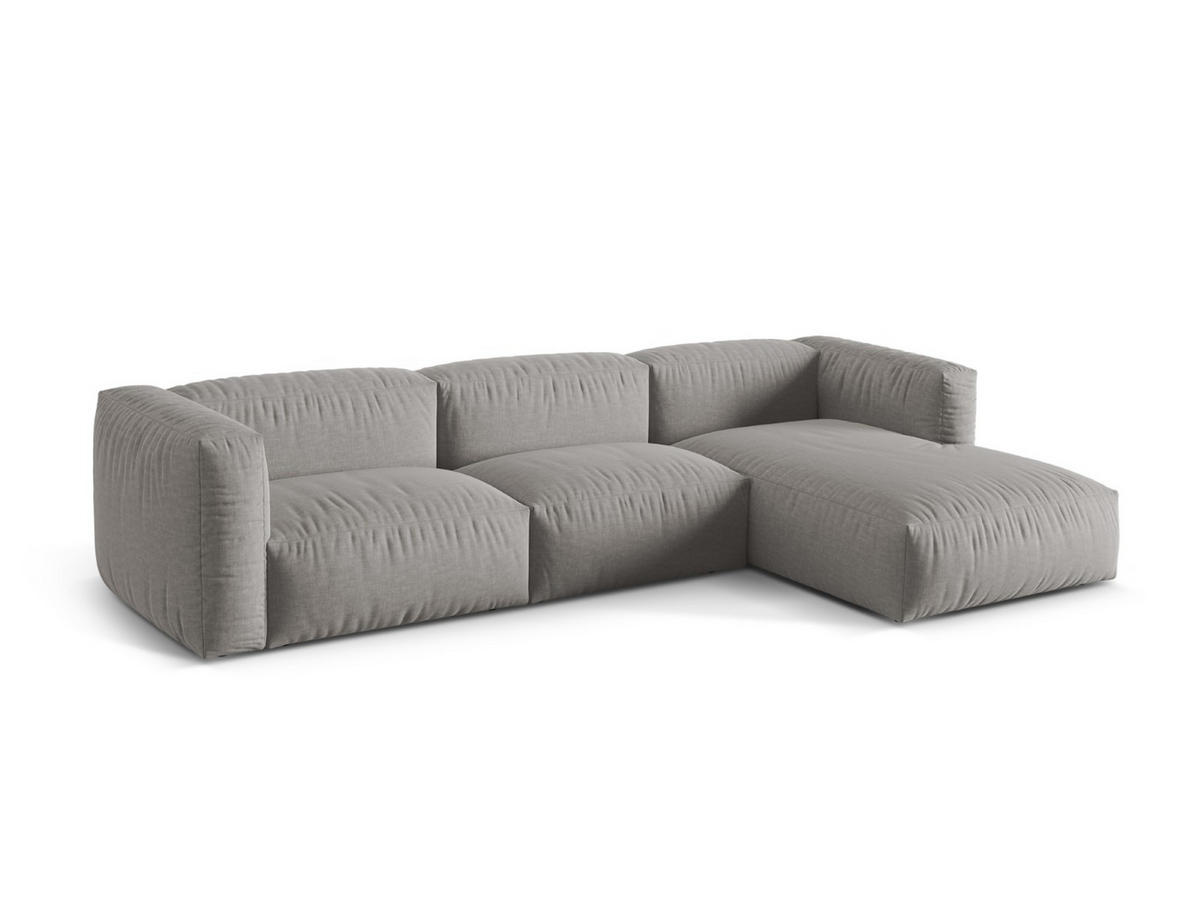 ECKSOFA modular rechts Martina aus strukturiertem Stoff hellgrau 3 Sitzplätze - Hellgrau, Textil (176/332cm) - Micadoni