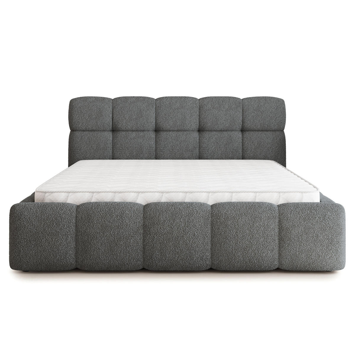 POLSTERBETT FARU Q 140x200 cm mit Bettkästen - Grau - Grau, Holz (140/200cm) - MASSENO