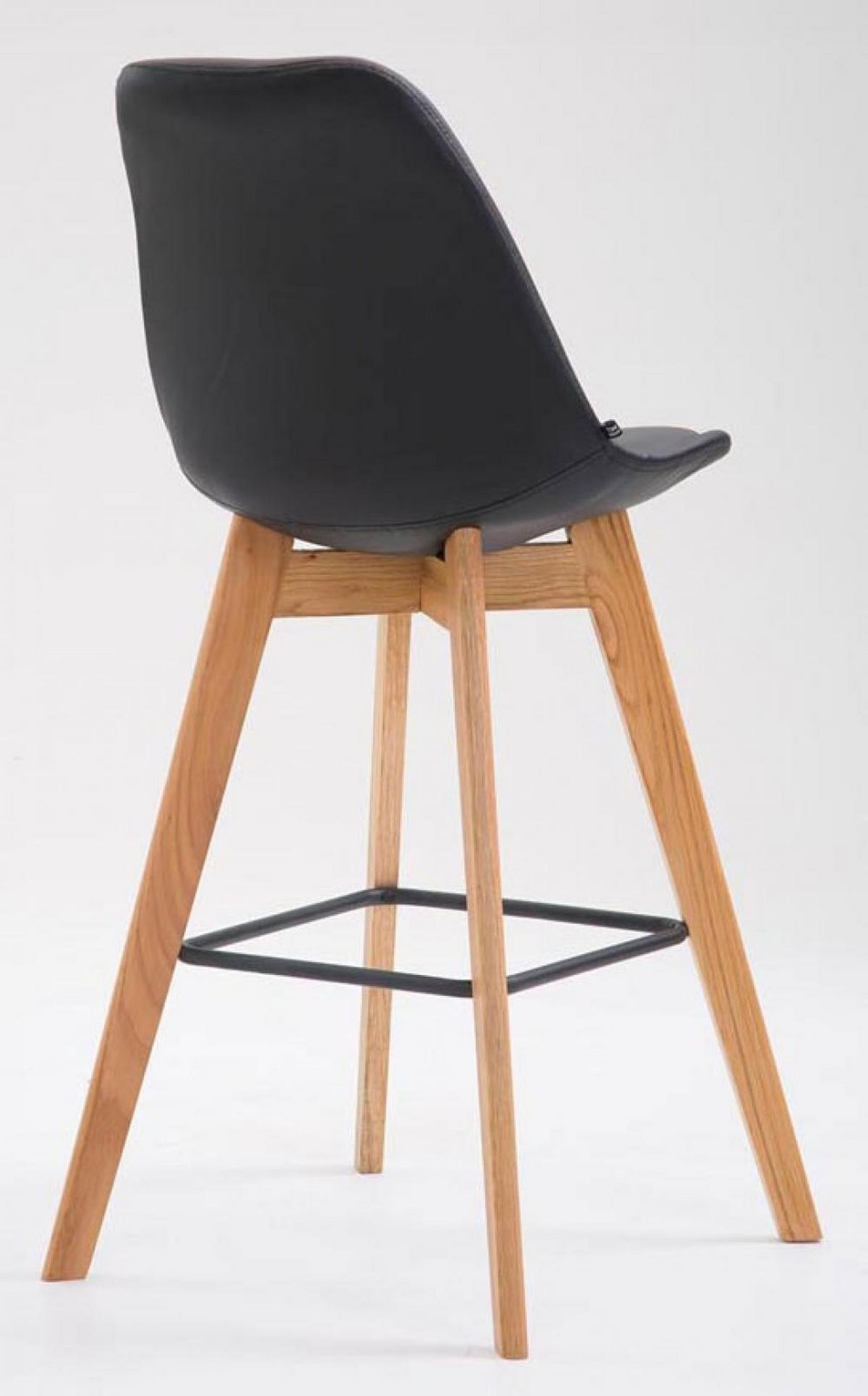 BARHOCKER 2er Set Lederlook schwarz - Eukalyptusholzfarben/Schwarz, Holz/Textil (48/112/56cm) - CLP