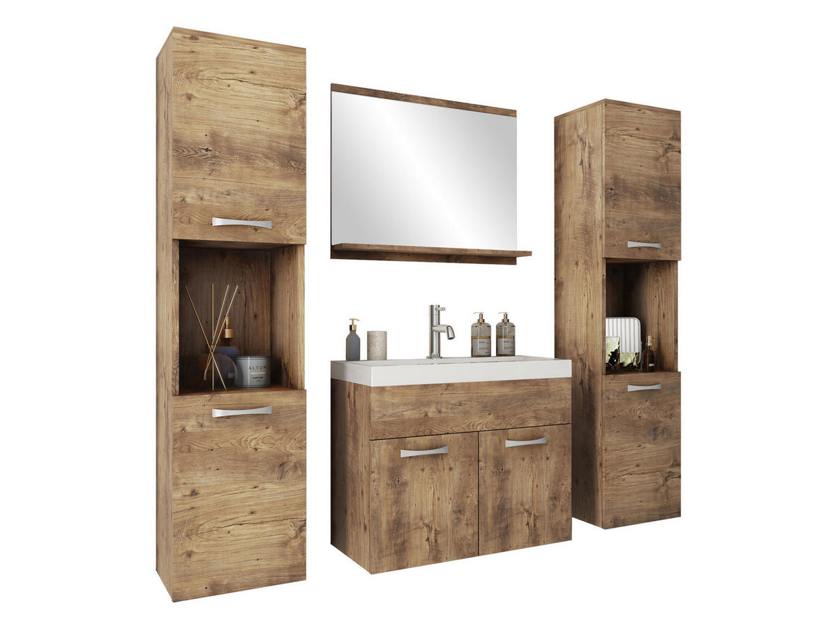BADMÖBEL-SET Montreal XL - Braun, Holzwerkstoff (30/132/30cm) - MIRJAN24