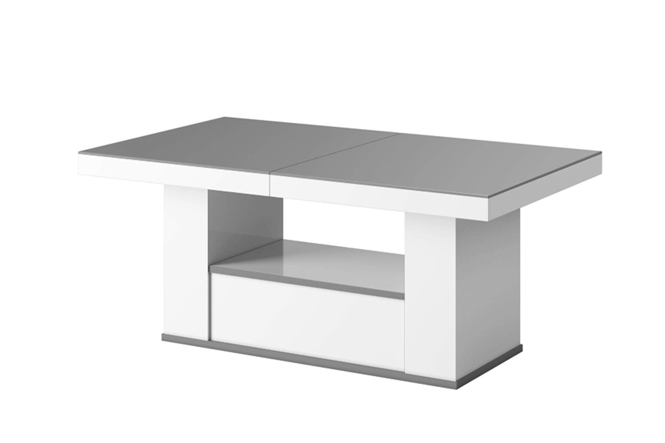 COUCHTISCH rechteckig Grau Hochglanz - Weiß Hochglanz 120/75/54 cm - Weiß Hochglanz/Grau, Holzwerkstoff (75/120/54cm) - designimpex