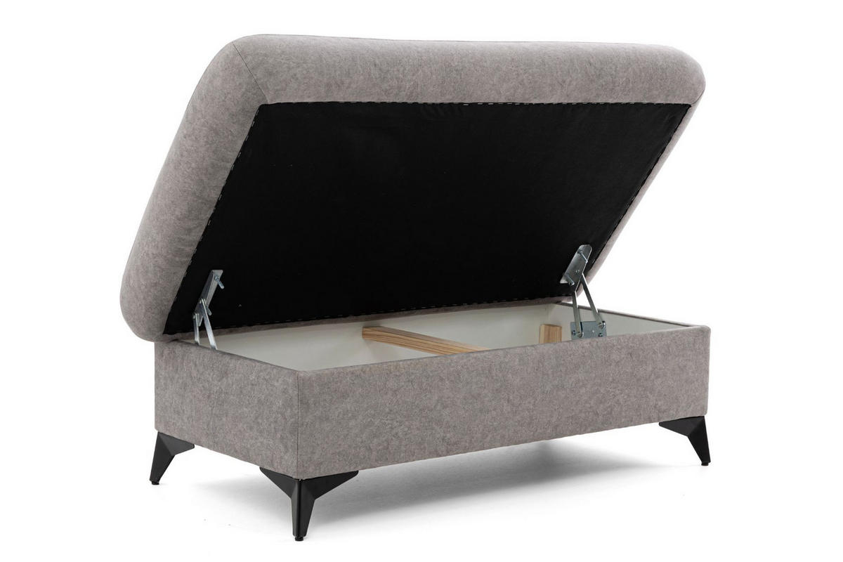 POUF PLAZA 115 x 67 cm Velours Grau - Schwarz/Grau, Holz/Textil (115/43/67cm) - Muffo