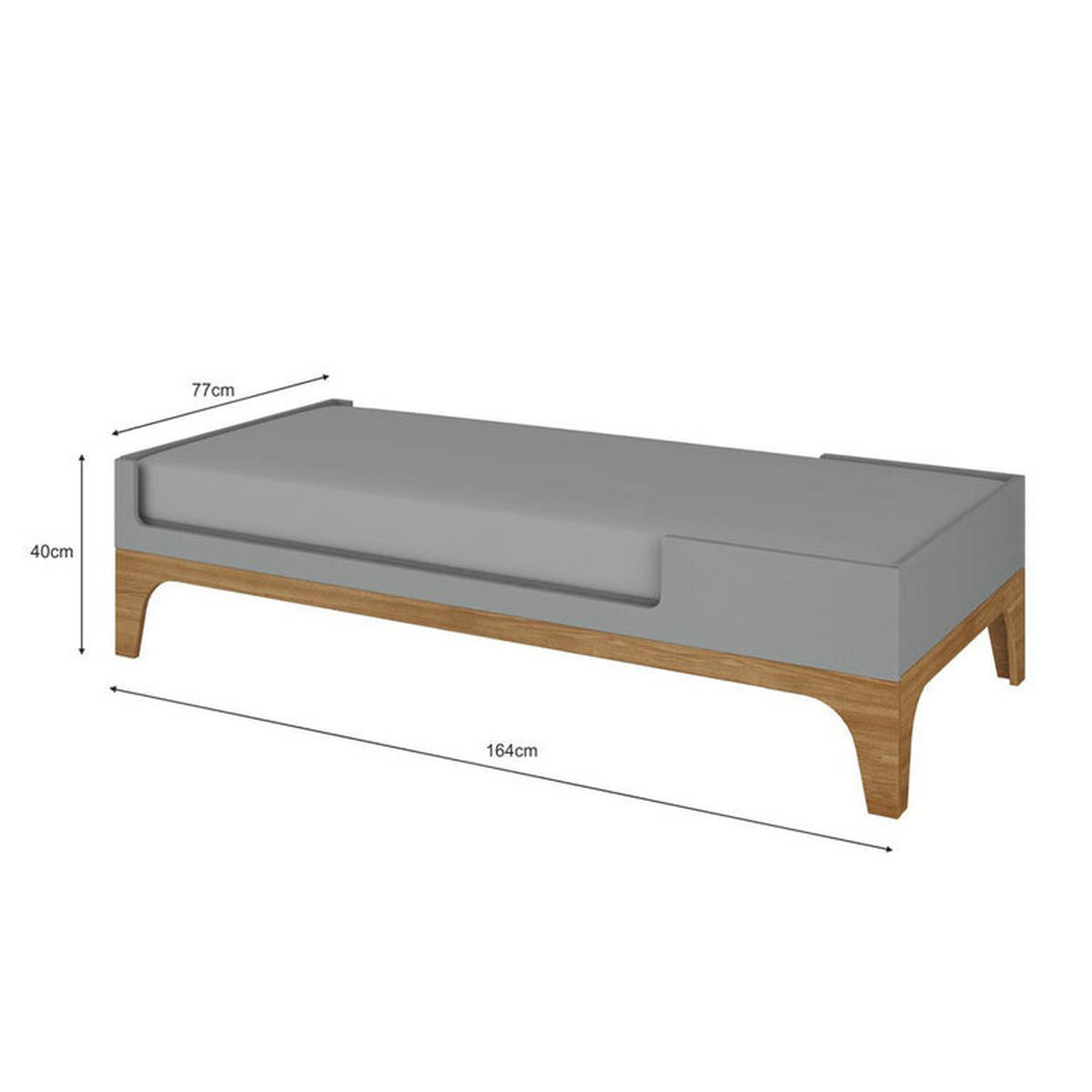 OTROŠKA POSTELJICA 70/120 Siva in les - siva, leseni material (70/120cm) - Petits-meubles