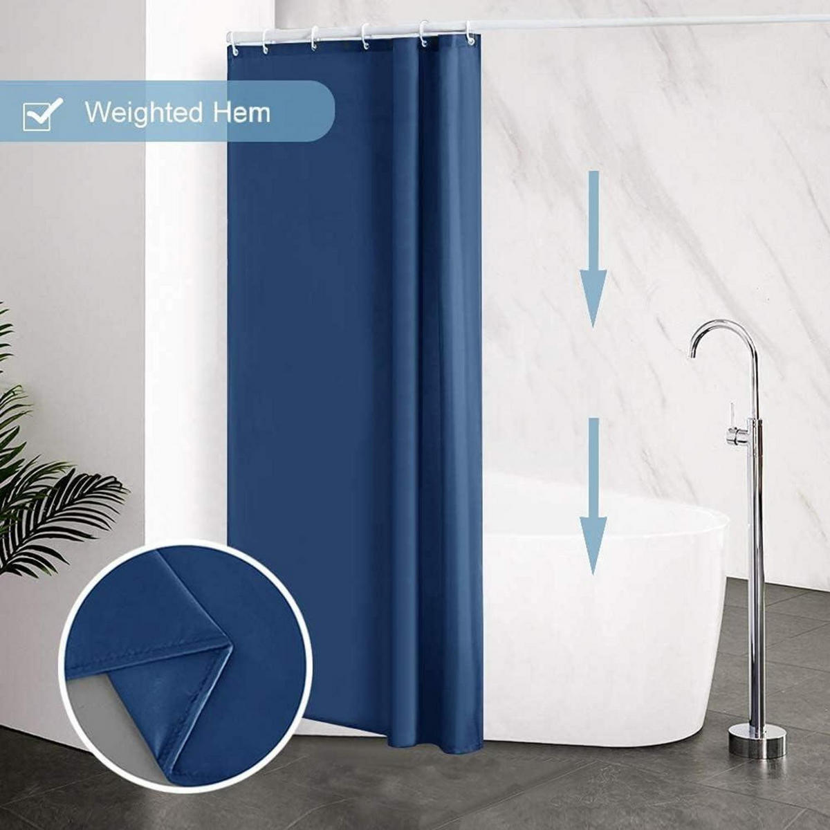 DUSCHVORHANG Textil Dunkelblau 90 x 180 cm - Dunkelblau, Textil (90/180cm)