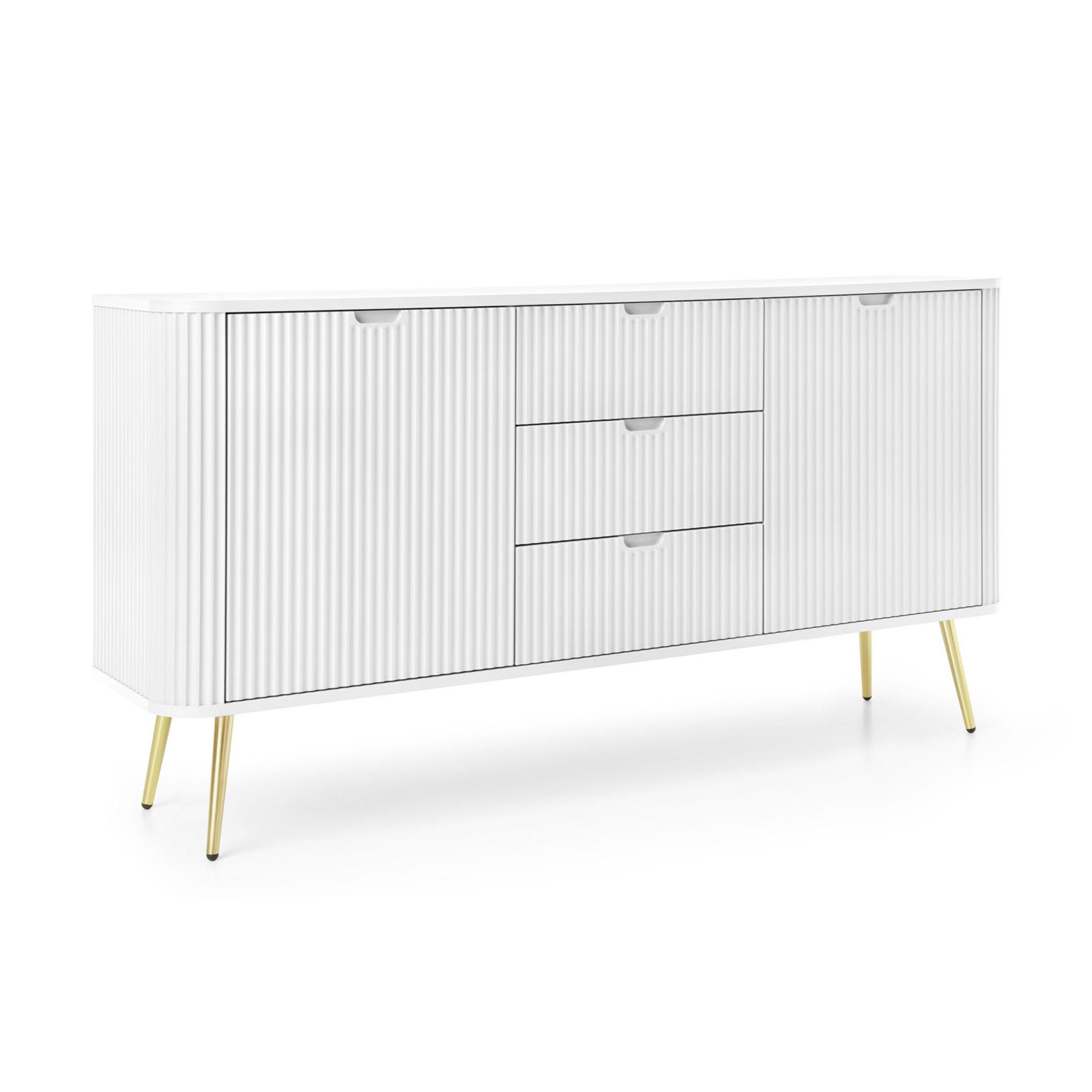 SIDEBOARD Zova Weiß mit goldenen Beinen 168 cm - Goldfarben/Weiß, Holzwerkstoff/Metall (168/87/39cm) - Selsey