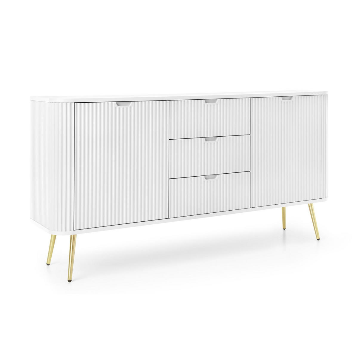 SIDEBOARD Zova Weiß mit goldenen Beinen 168 cm - Goldfarben/Weiß, Holzwerkstoff/Metall (168/87/39cm) - Selsey