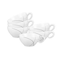 TEETASSEN Trio Highline weiß-grau 0,21 l 6er Set - Weiß/Grau, Keramik (0.21L) - Seltmann Weiden