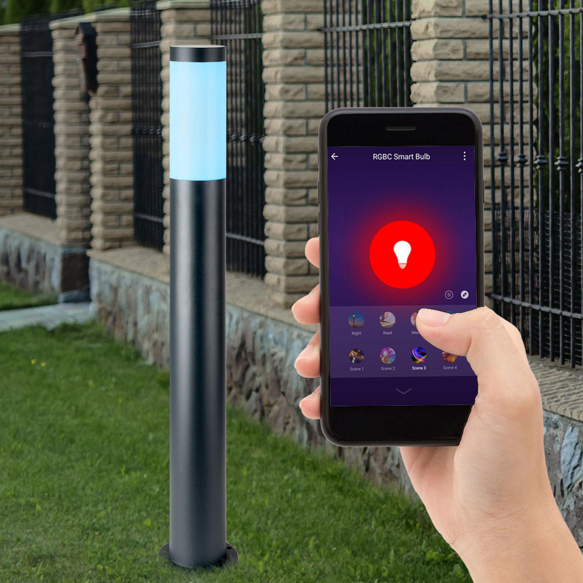 LED STEHLEUCHTE Edelstahl Anthrazit Opal - Anthrazit, Kunststoff (7.6/11/80cm)