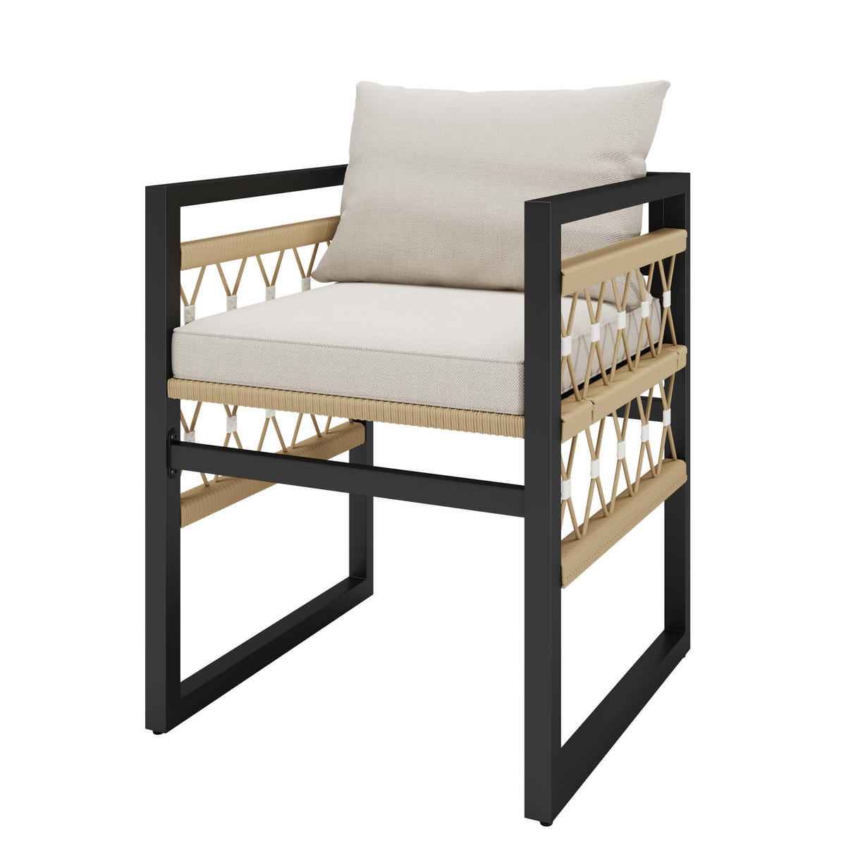 GARTENSETS aus Stahl & Sicherheitsglas 110x110x74cm Schwarz - Schwarz, Metall - Modfu