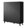 HIGHBOARD Phuket Schwarz Fischgrätenmuster / 120 / 39 / 128 cm - Schwarz/Graphitfarben, Holz/Holzwerkstoff (120/128/39cm) - Feldmann-Wohnen