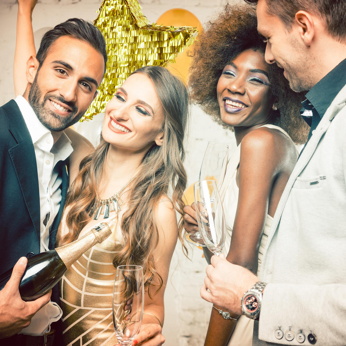 PINATA Stern - Goldfarben, Papier (45/43/9cm) - Relaxdays