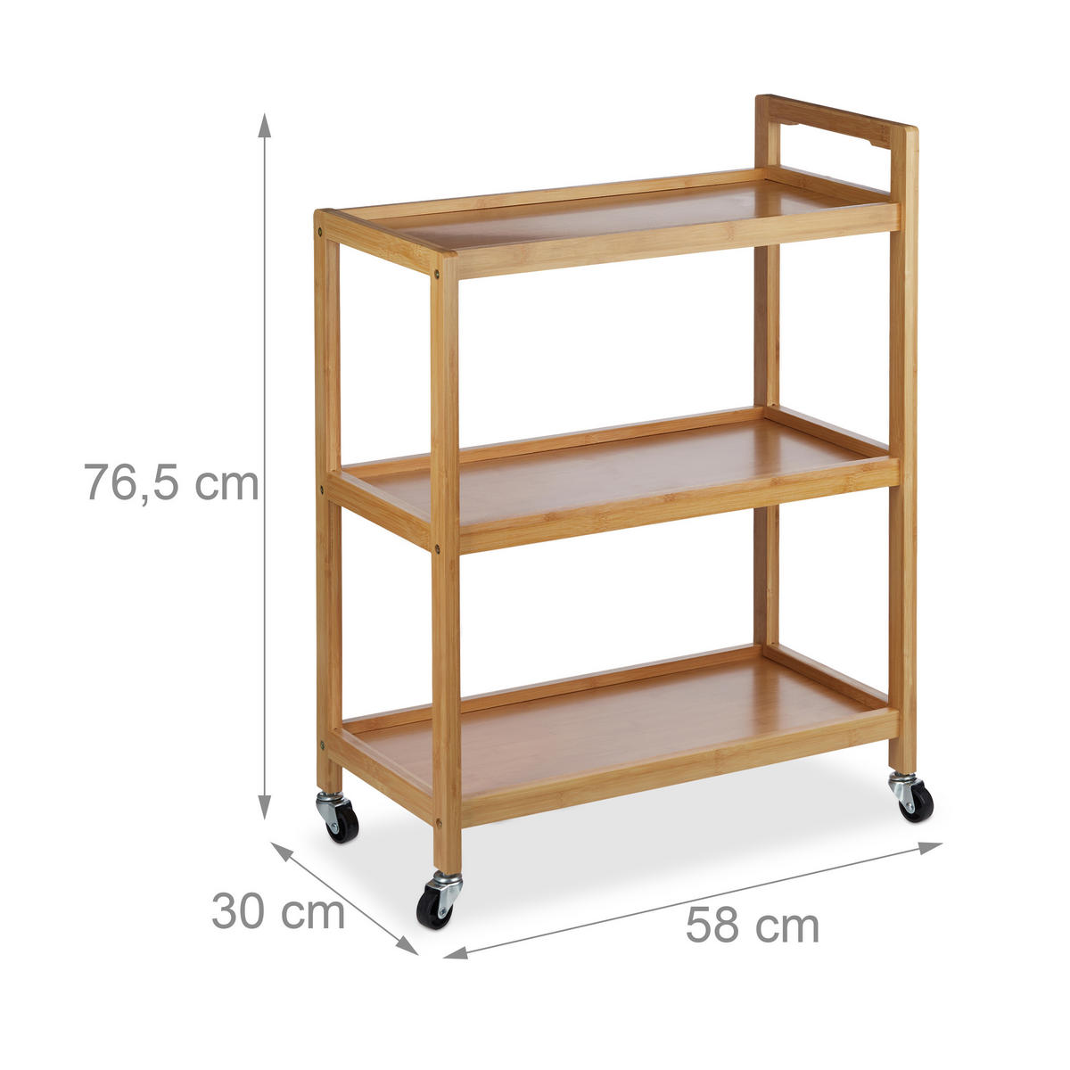 SERVIERWAGEN - Hellbraun, Holz/Holzwerkstoff (58/76.5/30cm) - Relaxdays