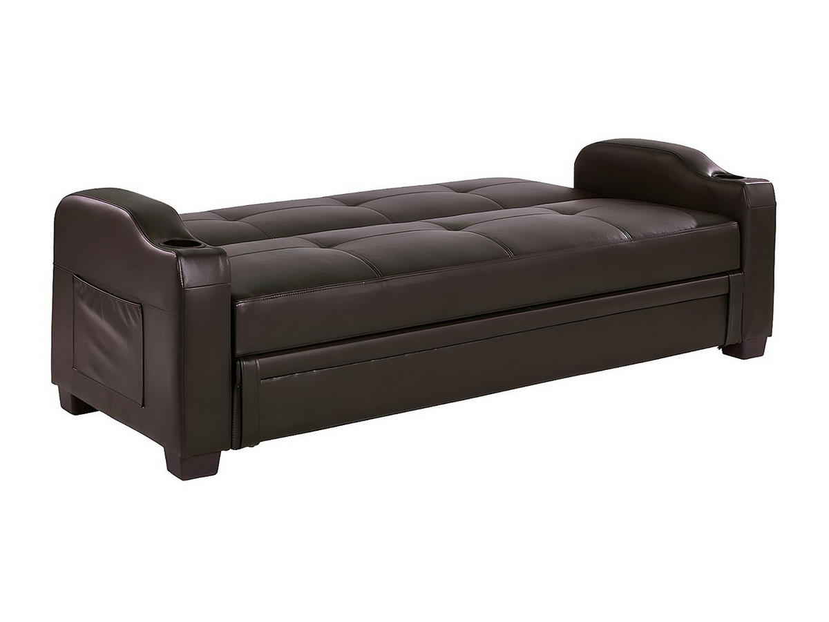 SCHLAFSOFA - 3 Personen - kunstleder - schokoladenbraun Mirella - Braun, Leder (197/83/89cm) - Vente-Unique