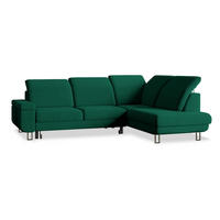 ROHOVÁ SEDAČKA LERMA tmavě zelená - stříbrná/tmavě zelená, kov/dřevo (253/190cm) - MASSENO