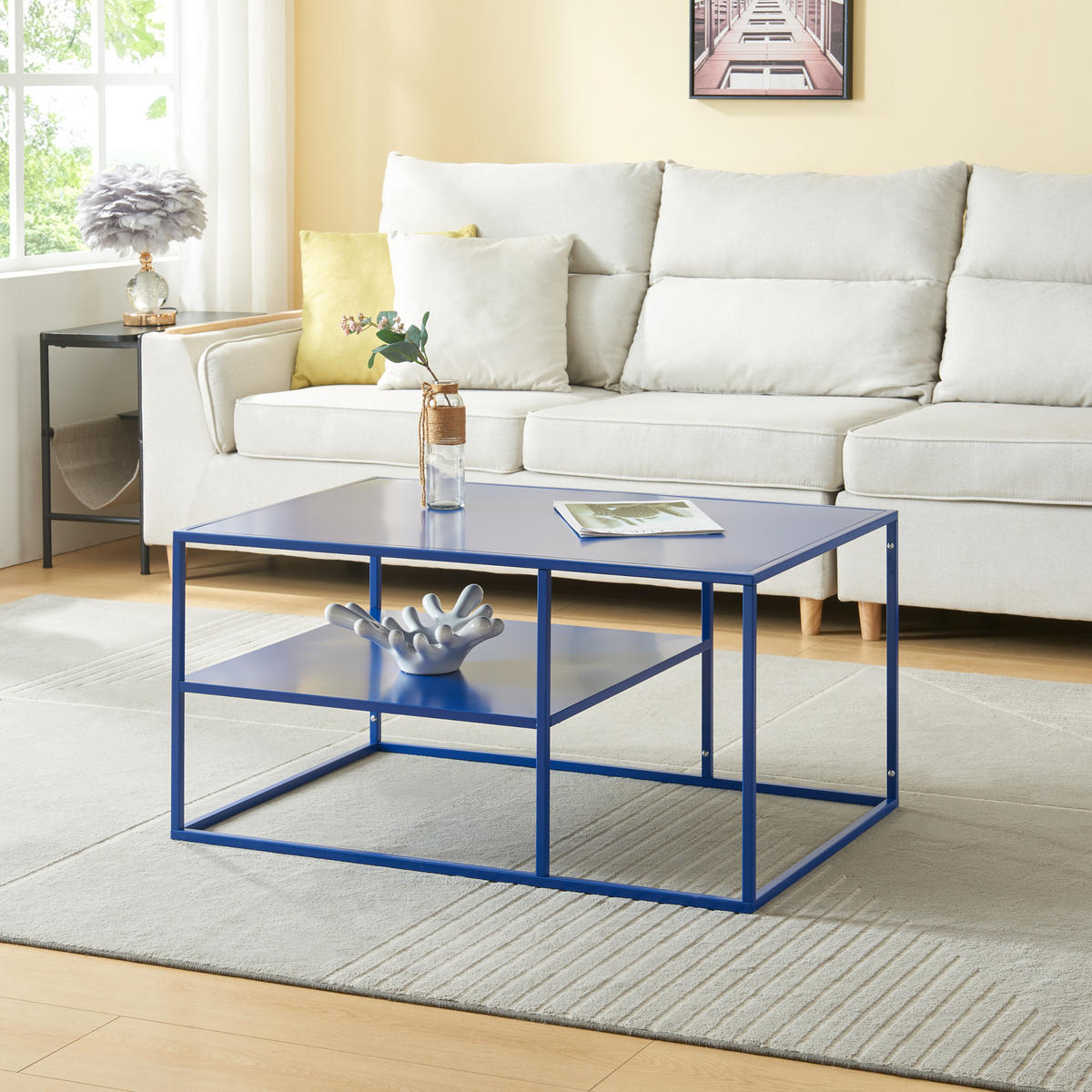 COUCHTISCH Solund 45/90/60 cm - Dunkelblau, Metall (60/90/45cm) - [en.casa]