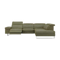 ECKSOFA Virage Echtleder mit 1 x Relaxfunktion Olivgrün - Olivgrün, Leder/Metall (232/263cm)