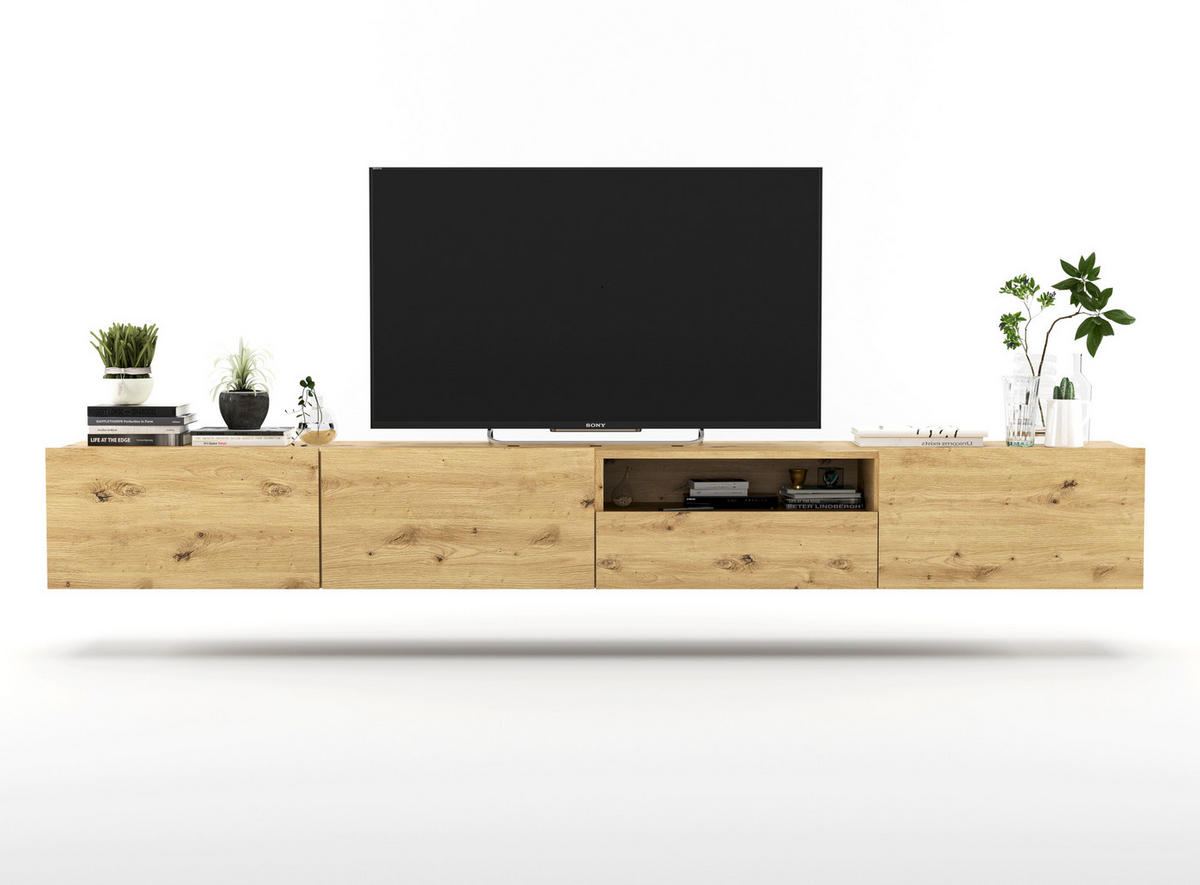 TV-LOWBOARD 2-er Set Enjoy Eiche Artisan Matt Schublade 120 cm - Eiche Artisan, Holzwerkstoff (240/30/35cm) - Meble Lindner