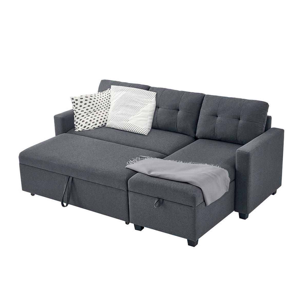 SOFA L FORM Campina Grau 226 x 163 cm mit Schlaffunktion - Grau, Holz (226/163cm) - VitaliSpa