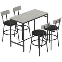 BARTISCH-SET Stahl MDF Hellgrau - Hellgrau, Metall (55/90/110cm) - HOMCOM