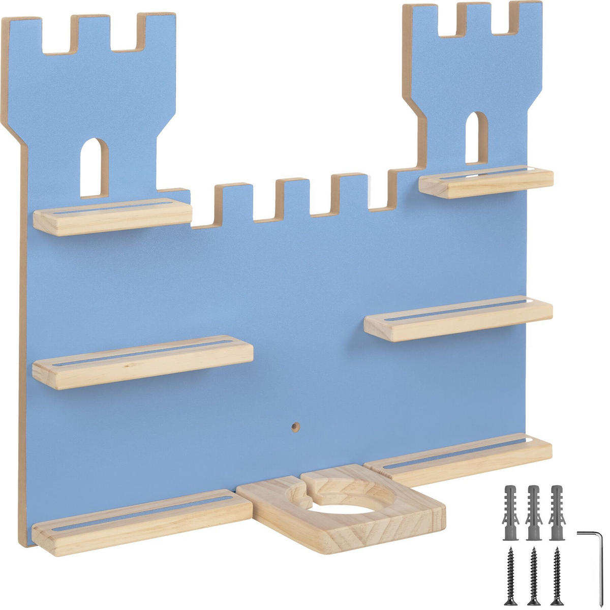 WANDREGAL Mylittlestory Fortress,56 x 15,5 x 43 cm,blau - Blau, Holz (56/43/15.5cm) - tectake