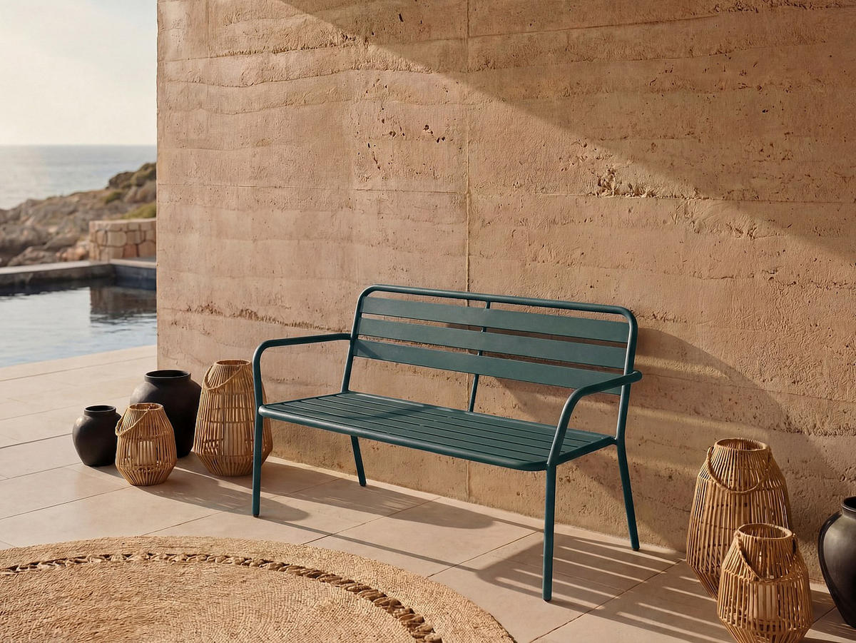 GARTENBANK - 2 Personen-Sitzer - Metall - Tannengrün - - Waldgrün, Metall (123/82/58cm) - Vente-Unique