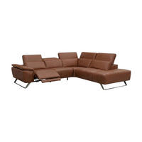 ECKSOFA Predator Echtleder mit 1 x Relaxfunktion Cognacbraun - Cognac, Leder/Metall (270/230cm)