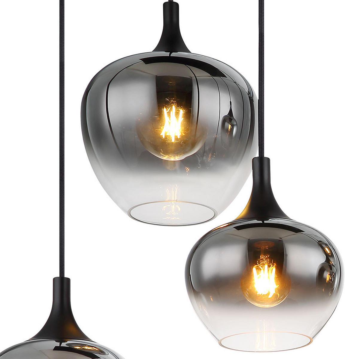HÄNGELEUCHTE Metall Glas Grau Rauchoptik - Grau, Glas (86/42/120cm) - Globo Lighting