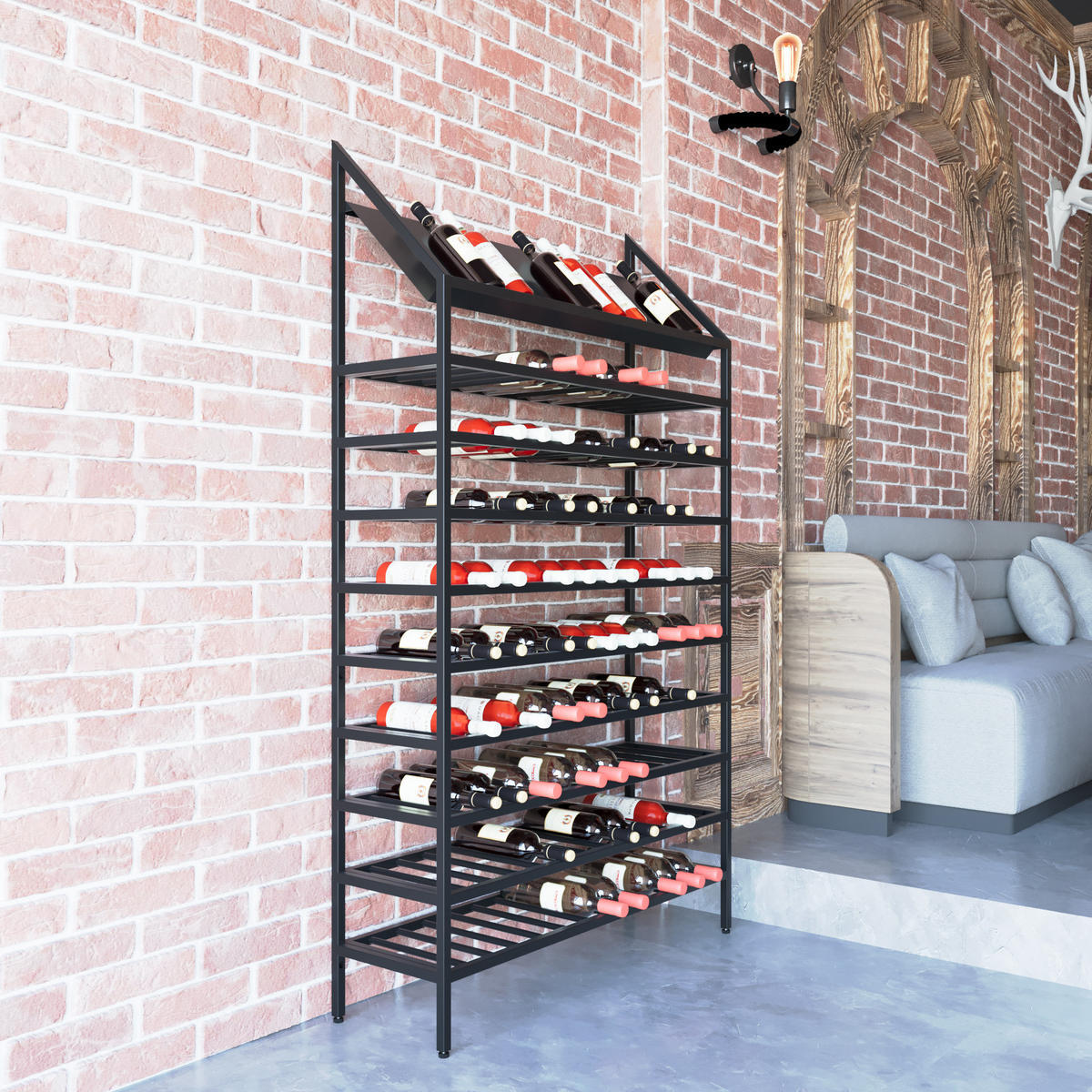 WEINREGAL für 169 Flaschen aus Metall, schwarz Napa - Schwarz, Metall (100/170/30cm) - Metalo Pro