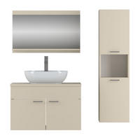 BADMÖBEL-SET LUMIRE Kaschmir Matt mit Spiegel - Beige, Holzwerkstoff (80/52/46cm) - Lookway