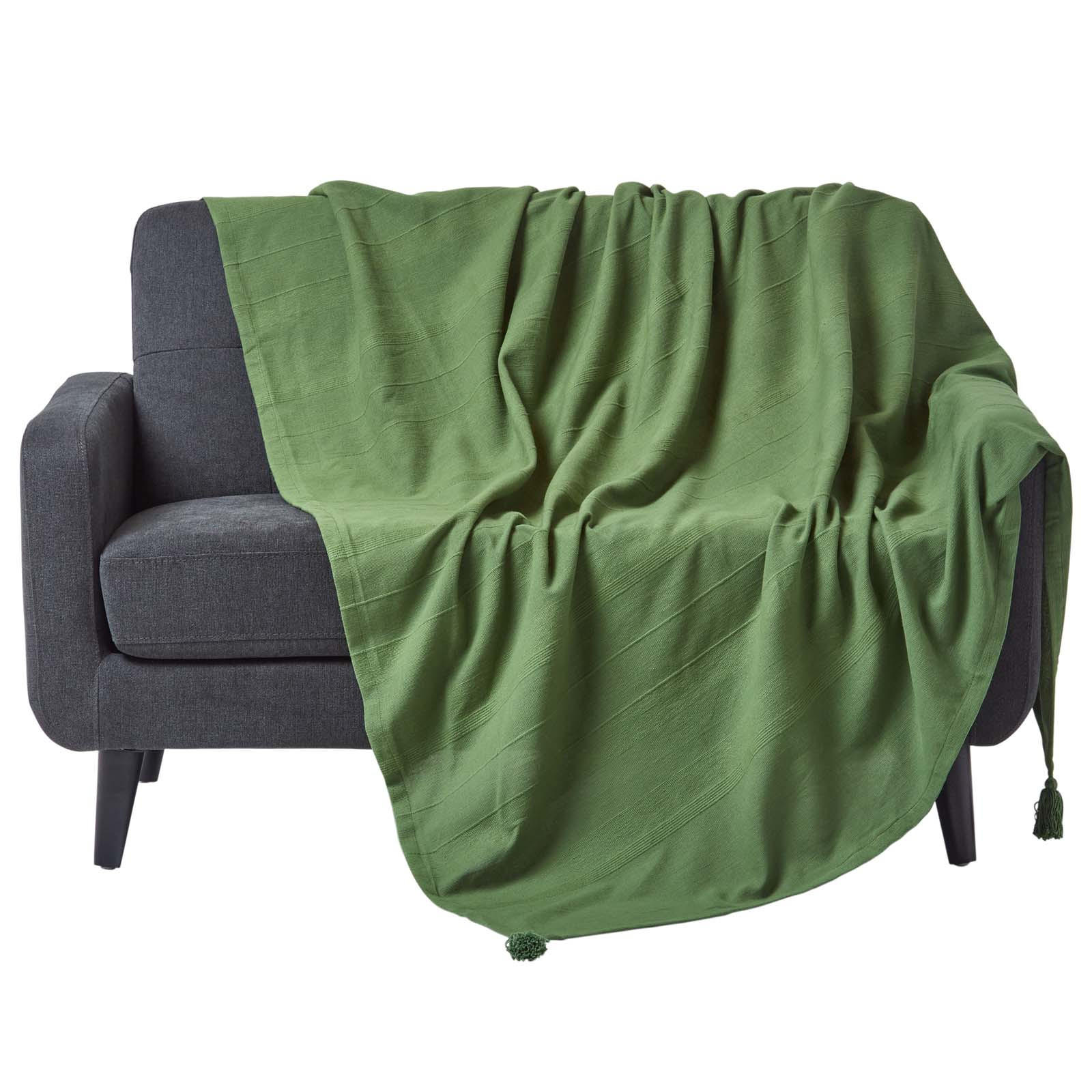 WOHNDECKE Rajput 150/200 cm, 100% Baumwolle - Olivgrün, Textil (150/200cm) - Homescapes