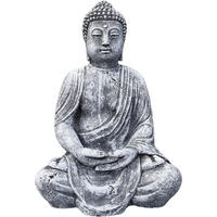 STEINFIGUR großer Buddha Shiva, Frostfest, massiver Steinguss - Grau, Stein (25/38/18cm) - stoneandstyle