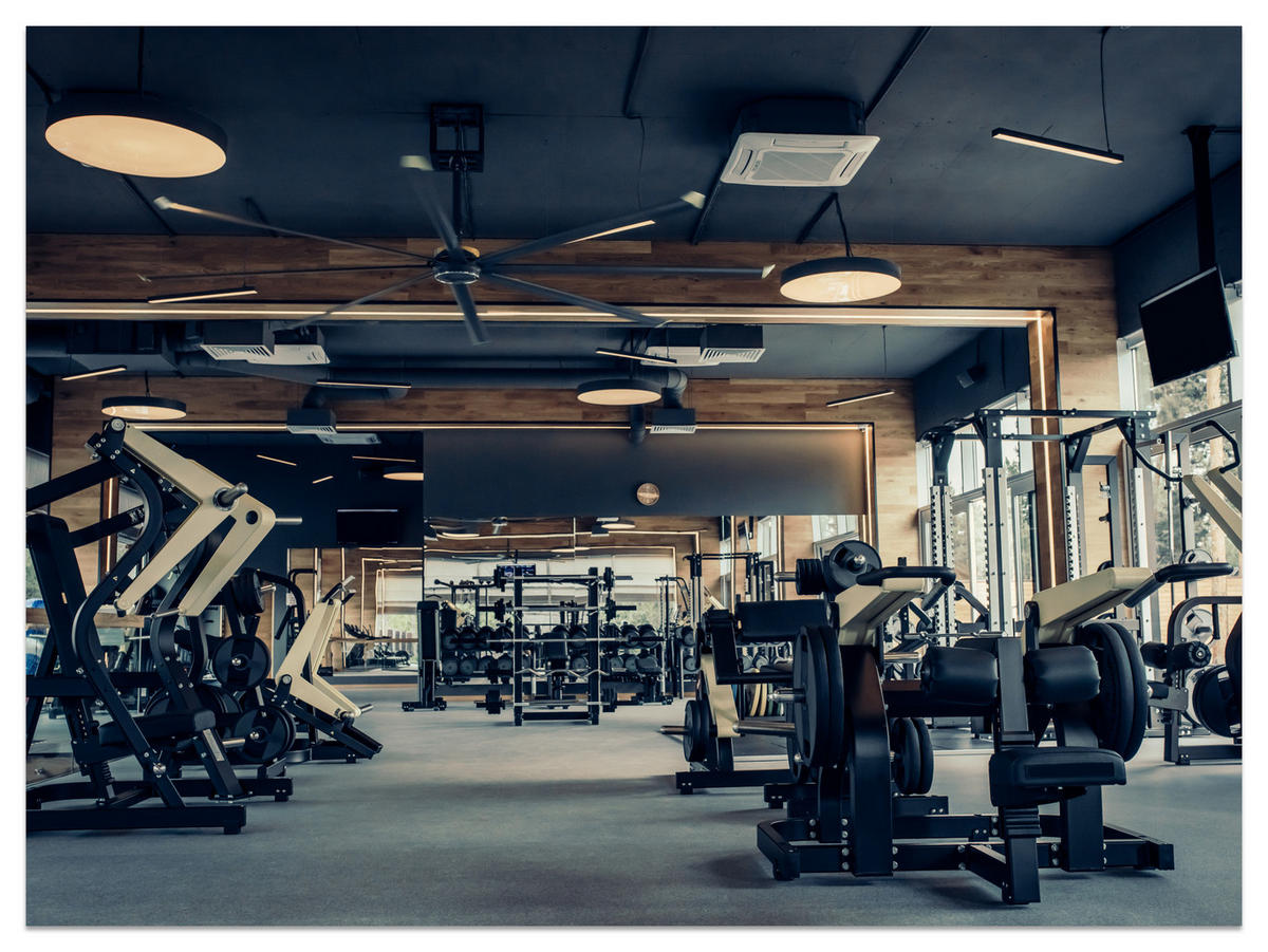 FOTOTAPETE Modernes Fitnessstudio Trainingsgeräte Sport 300x210 - Schwarz/Braun, Papier (300/210cm) - Muralo