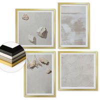 WANDBILDER 4er Set - 50x50 cm & 40x60 cm Goldrahmen - Boho-Textur aus Sandsteinen - Goldfarben, Kunststoff (50/50cm) - ArtPrintCave