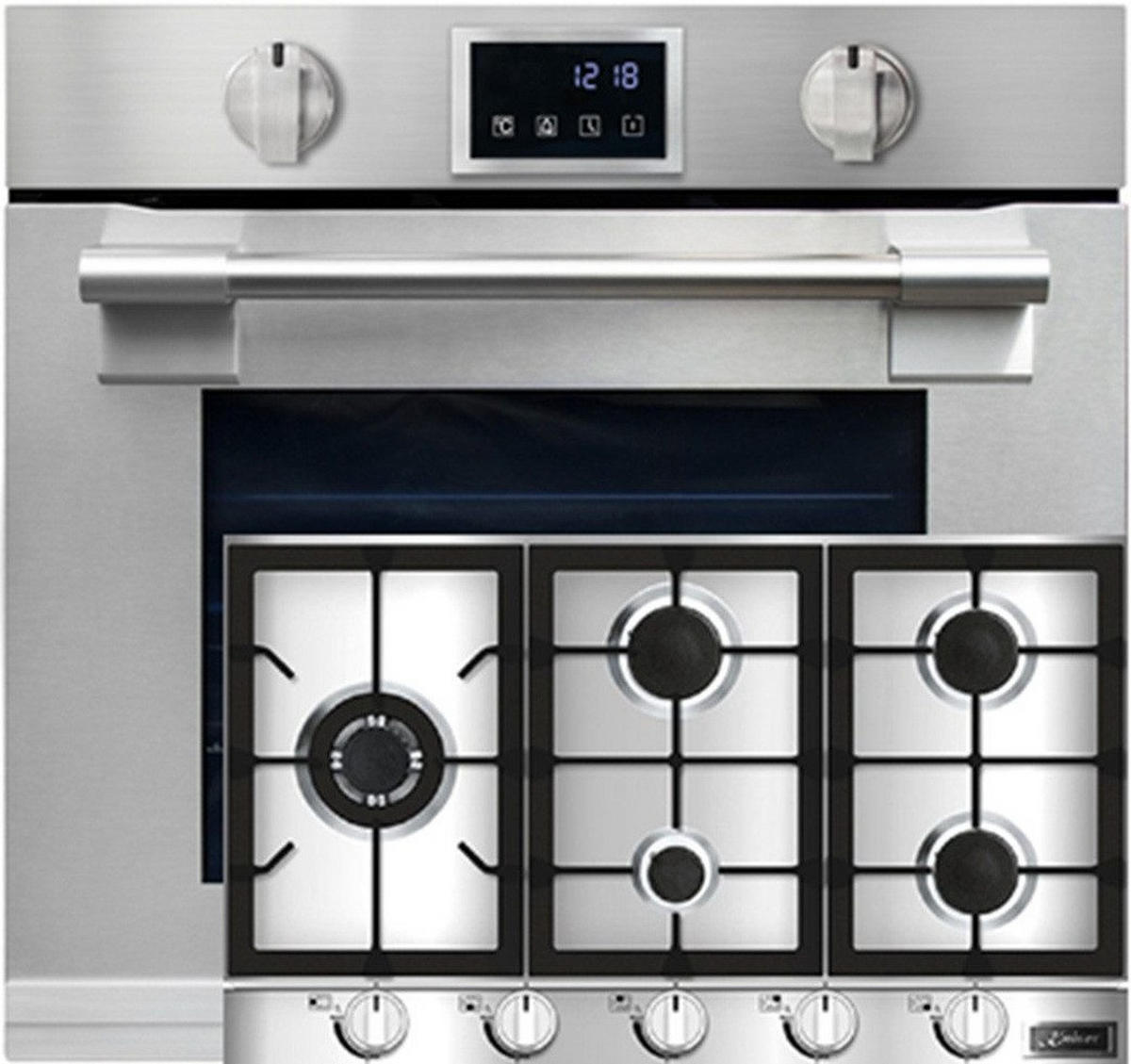 BACKOFEN-SET Einbau-Backofen 60 cm EH 6339+KG 9357 Gas-Kochfeld 90 cm - Silberfarben, Metall (59.4/59.4/57.5cm) - Kaiser Küchengeräte