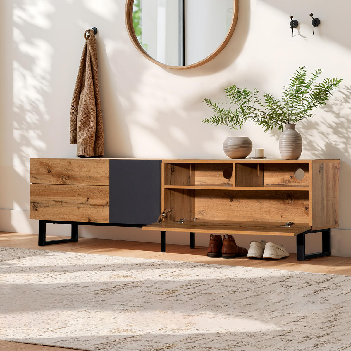 TV-MÖBEL Braun 180 /38/ 50 cm - Braun, Holz (38/50/180cm) - Urban Meuble